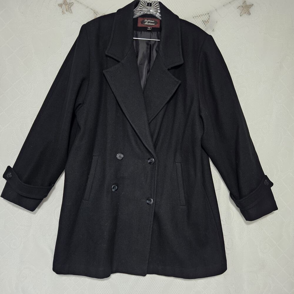 Stephanie Mathews Women Size 14 100% Wool Vintage Doublebreasted Coat Minimalist